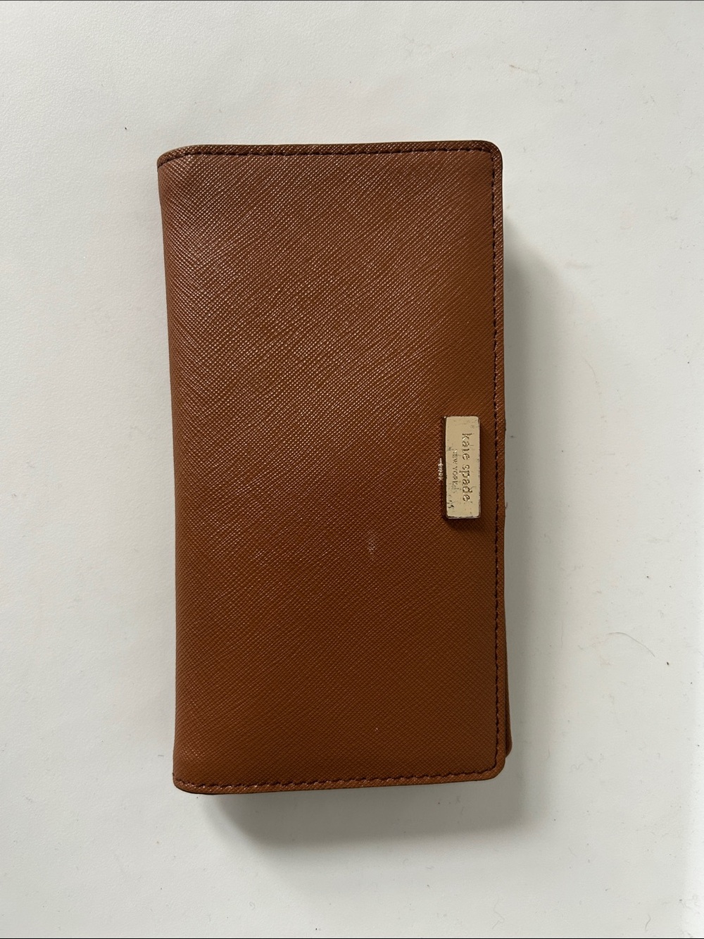 kate spade brown leather men's long wallet